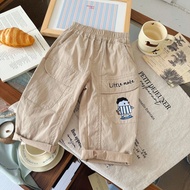 DZ DZ251514Boys Children's Pants 2025 Autumn New Style Cartoon Embroidered Fashionable Big Pocket Ca