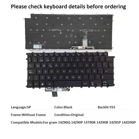 New Spanish Language Backlit Keyboard For LG gram 14Z90Q 14Z90P 14T90R 14Z90R 14Z95P 14ZD90P Noteboo