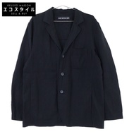 三宅一生 12AW ME21FU080 黑色亞麻防皺修身夾克 3 碼 [二手]