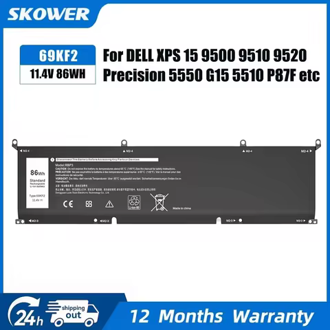 SKOWER 69KF2 Battery for Dell XPS 15 9500 9510 9520 9530 Precision 5550 5560 G15 5510 5511 5520 Alie