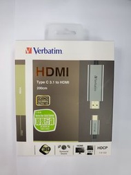 ⭕全新行貨⭕⭐🌟 Verbatim Type C 3.1 to HDMI 4K Cable 2M 傳輸線 (65709)  ⭐🌟