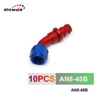 10pcs /set 45 Degree High Performance -AN8 Hose End Fitting Aluminum Oil cooler hose fitting AN8-45B