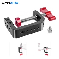 Lanxire Clamp Desk Camera Mount Aluminum Table C-clamp with 1/4" 3/8" Thread Desktop DSLR Mount for 