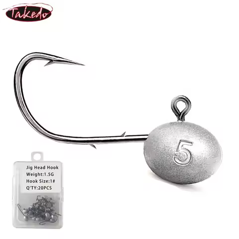 TAKEDO HG31 1.5G 2.5G 3.5G 5G Root Fishing Hook Jig Head Double Back Barbed MUSTAD Hooks Soft Worm H