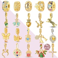 925 Silver Gold Design Women's Jewelry, Golden Dog Bone Pendant and Bird Shape Round Pendant.Perfect