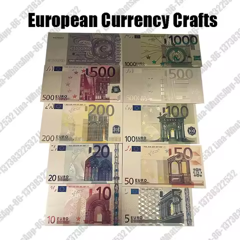 Beautiful Colored European Banknote Currency 5 10 20 50 100 500 1000 Milliion Euro Gold Banknotes fo