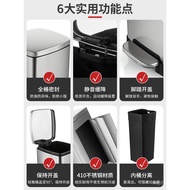 Large Size Trash Can High Foot Bin Steel Band Hotel Lid Restaurant Free Kitchen Pedal of9d Stainless