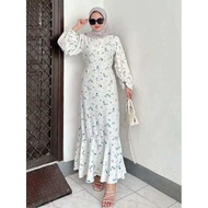 ZALICA DRESS KOREAN MOTIF FLORAL FISHTAIL | GAMIS DRESS FISHTAIL MAXI SHAKILA PREMIUM FLORAL