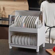 Drying Rack Dish With Cover Two Layer Dish Rack Draining Rack with Lid Tableware Cupboard Storage Fantastic Dustproof Kitchen Dish drain rack Dish cabinet Cupboard Plate Organizer