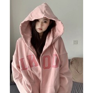 Korean LKOD Motif Hooded Zipper Hoodie for Women Spring Autumn Harajuku Loose Oversize Hoodie SML XL