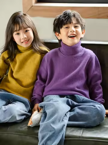 Children's Thick Pure Wool Turtleneck Pullover Boys Girls Kid 100% Australian Merino Heavy Sweater T