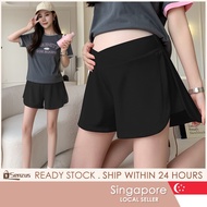 [SG] Plus Size Maternity Shorts Low Waist Thin Loose Breathable Sports Pants Summer Outfit Pregnant 