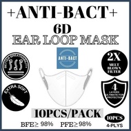 READY STOCK  ANTI-BACT+ PREMIUM 6D 4PLY PROTECTIVE EARLOOP FACE MASK [10PCS/PACK] Elegant