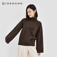 GIORDANO Women Sweaters Warm Turtleneck Sweaters Smooth 12-Gauge Knit Solid Color Simple Fashion Cas