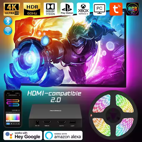 Smart TV Ambient Backlight RGB Screen Color Sync Led Light Strip HDMI-Compatible 2.0 Device Sync Box