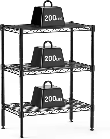 3-Tier Adjustable Metal Wire Storage Shelf, Heavy Duty Steel Rack for Kitchen Bathroom Garage, 23.3"