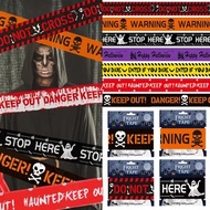 2024 Halloween Decoration Warning Tape Signs Halloween Prop Window Party Danger Warning Lline Hallow