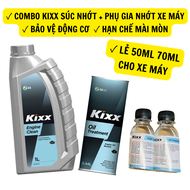 COMBO 2 SÚC RỬA ĐỘNG CƠ KIXX Engine Clean + PHỤ GIA DẦU NHỚT KIXX Oil Treatment Bảo Vệ Động Cơ Xe Má