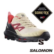 SALOMON 法國男OUTpulse GTX低筒登山鞋『沙白黑芙蓉紅』415881