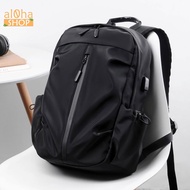Backpack - Basic bookbag B0177 waterproof Poly fabric, with USB charging port, holds 15.6 inch Unise