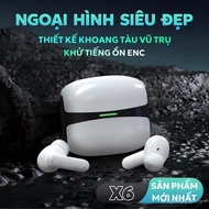 Newest X6 ENC Headphones [2 Gifts] 1 Cartoon Sticker + 1 Gaming Sleeve, Space Capsule Design, HiFi S