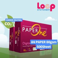 Paper One A4 Paper 75gsm/80gsm 500 Sheets [1BOX 5 REAMS] Kertas A4