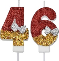 VSHILI 46th 64th Birthday Candles, Red 64 46 Year Old Number Birthday Candles, Happy Birthday Party