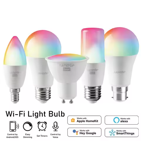 RGB Smart LED Bulb Dimmable Tuya Gu10 C37 A60 T37 E14 E27 B22 Light Wifi Magic Lamp AC 110V 220V Wor