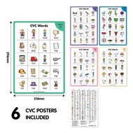 UG 6PCS CVC WORDS TODDLER READING POSTERS CHARTS
