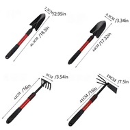 Dụng cụ làm vườn 4 món bộ làm vườn cầm tay đa năng xẻng to xẻng nhỏ cào cuốc 2in1- cán dài 41cm