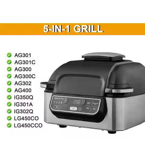 【HOT-SALE】Grill Plate Grate & Stainless Steel Splatter Shield For Ninja Foodi 5-In-1 Grill Parts AG3