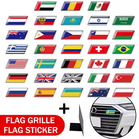 3D Front Grille Badge Car Styling Body Trunk Decor Sticker For New Zealand Mexico Germany Turkey Can