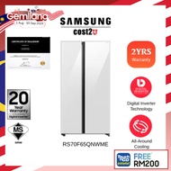 Samsung 647L Refrigerator SBS Smartthings AI Energy White Glass | RS70F65QNWME (Fridge Peti Ais 智能省电