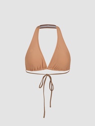 Cider Solid Halter Bikini Top