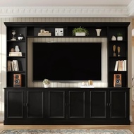 97.4"w Elegant 4-piece Wall Unit Entertainment Center With Bookshelf For Tvs Up To 70", Versatile Tv