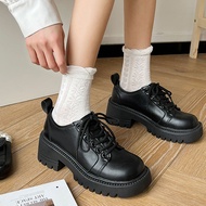 [ส่งเร็วพิเศษ!] 🌸New product🌸 รองเท้าหนังผูกเชือกสไตล์เกาหลีรองเท้าแฟชั่นผู้หญิงรองเท้าพื้นหนาสไตล์อังกฤษรองเท้าหนังเรโทร