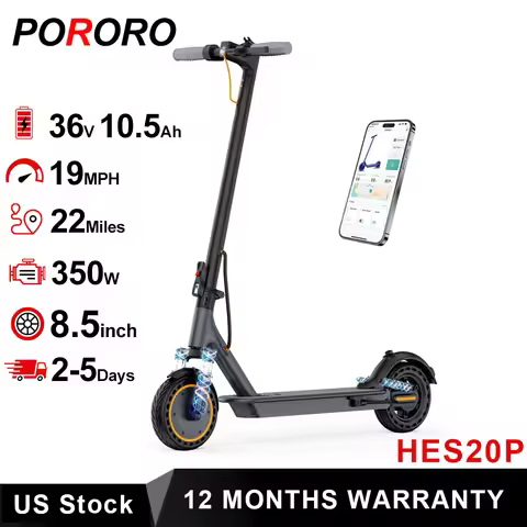 PORORO Electric Scooter 350W 19mph Max Speed APP Smart Control Dual Shock Absorption & Dual Suspensi
