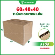 Combo 5 thùng carton chuyển nhà 60x40x40 loại 5 lớp siêu bền chất lượng cao