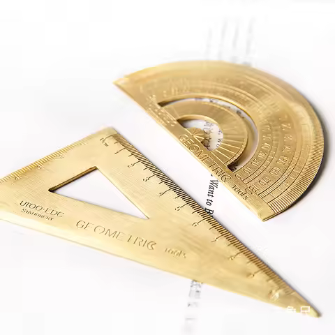 TUTU Vintage Brass Ruler Triangle Ruler Protractor Measure Tools, 12cm 15cm 18cm Ruler Kawaii Statio