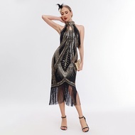 BABEYOND 1920s Flapper Dress Long Fringed Gatsby Dress Vintage Art Deco Dress