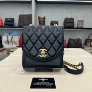 Chanel/香奈兒 孟買風琴郵差包 黑金中號 鐳射標28開 97新 底長22
