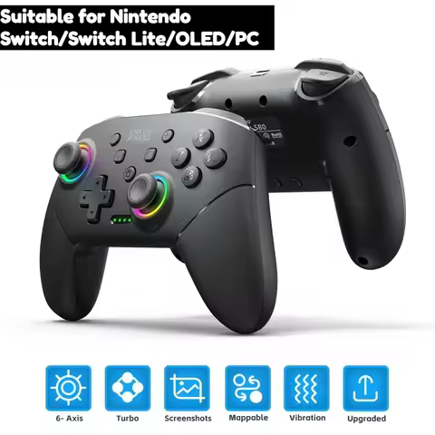 Retro game controller,wireless Switch Pro controller, six axis gyroscope, supports Steam,for Nintend