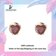 ♈Swarovski♈ 5639133 Steel heart-shaped stud earrings gold plated decorated with red crystals (with a