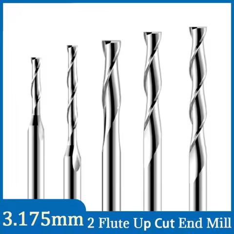 2 Flute Wood End Mill 1/8"(3.175mm) Shank 2.0-3.175mm CNC Router Bit Up Cut HRC45 Carbide Spiral Cut