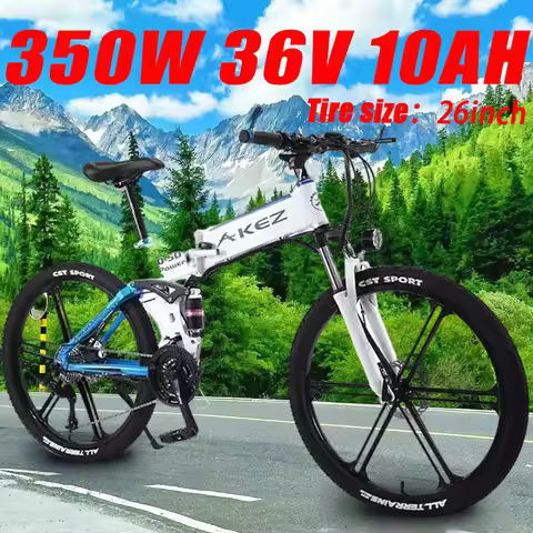 Electric bike AKEZ 350W Motor 36V 10AH Lithium battery adult Electric bicycle 26-inch Fat Tire Foldi