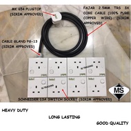 (READYSTOCK) (0.5m-30m) 8ways extension wire socket c/w fajar 2.5mm x 3c trs cable (heavy duty) c/w 
