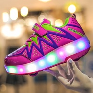 30-40 LED 2 Roller Shoes รองเท้าสเก็ต 2 ล้อ มีสวิตปิด-เปิดไฟ รองเท้ามีล้อ รองเท้าผ้าใบรองเท้าสเก็ตบอร์ดสำหรับเด็ก