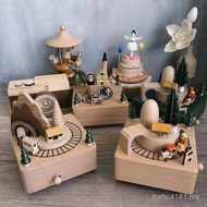 Hand Ferris Wheel Trojan Christmas Ornaments Crafts Music Box Rattle Wooden Music Box Toy Handmade C