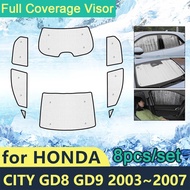 Full Cover Sunshades For Honda City GD8 GD9 2003~2007 Car Sun Protection Windshields Side Window Vis