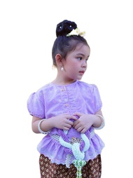เสื้อลูกไม้ชุดไทยเด็ก เสื้อลูกไม้ชุดไทยประยุกต์ เสื้อภีรนีย์เด็ก เสื้อลูกไม้สวยๆ (เฉพาเสื้อ)